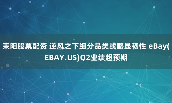 耒阳股票配资 逆风之下细分品类战略显韧性 eBay(EBAY.US)Q2业绩超预期