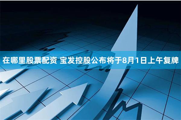 在哪里股票配资 宝发控股公布将于8月1日上午复牌